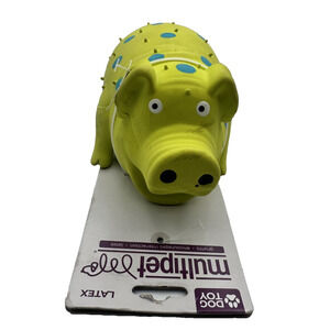 Multipet 9in Globlet Pig Latex Dog Toy Polka Dot Grunting Squeaker Green